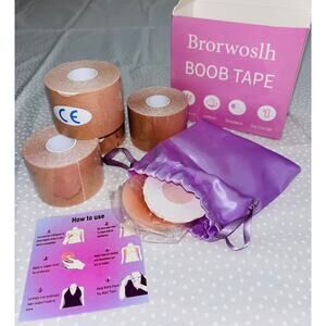 Boob Lift Tape, Four Beige Rolls, Disposable Adhesive Pushup Boob Tape, A-E Cup